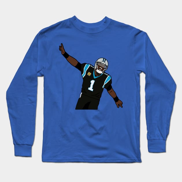 Cam Newton Touchdown Celebration NFL Carolina Panthers Long Sleeve T-Shirt by xavierjfong